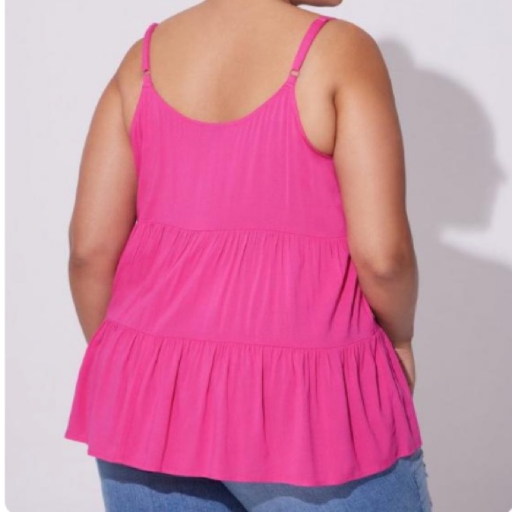 Torrid Pink Tie Front Cami Rayon - Picture 3 of 6